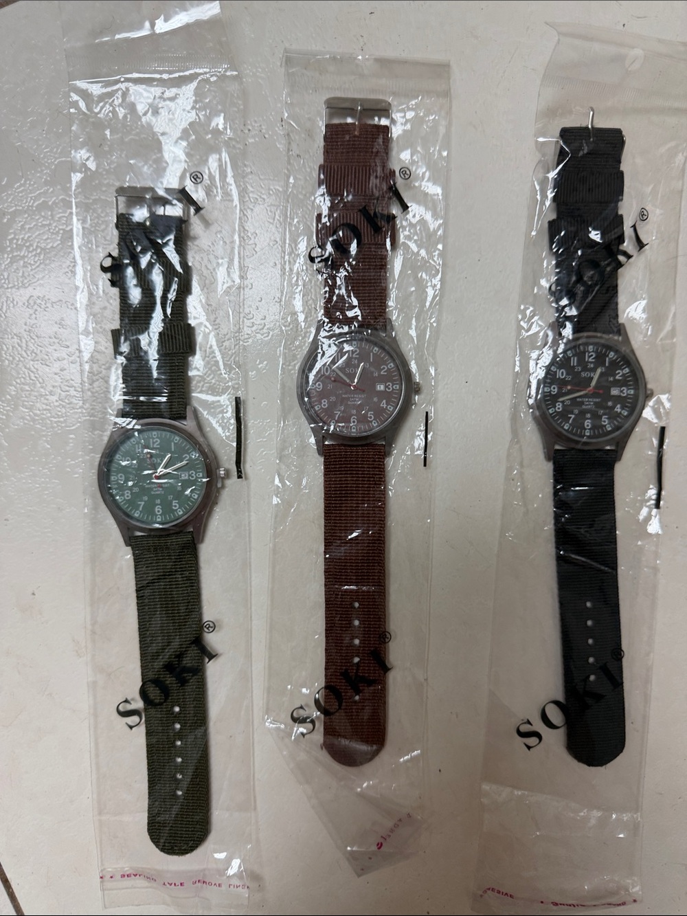 SOKO Men's Military Style Watches – Olive Green, Brown, Black